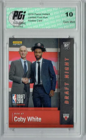 Coby White 2019 Panini Instant #DN-CW 1 of 141 Made Rookie Card PGI 10