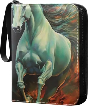 Color Horse Painting Card Binder, 400 Pockets Card Holder with 50 Sleeves, Sturdy Card Holder Folders for Game Cards & Sports Cards