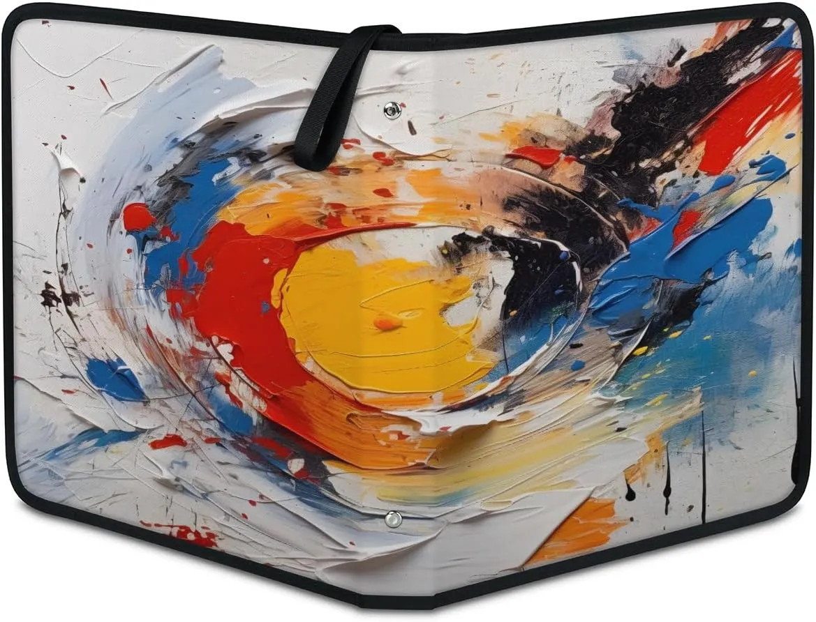 Colored Drawing 3 Ring Trading Zipper Binder Strap, Trading Card Binder 9 Pocket, 900 Pockets Card Holder with 50 Removable Sleeves for Game Cards