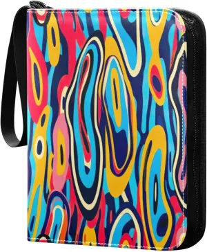 Colorful Abstract Pattern Card Binder, 400 Pockets Card Holder with 50 Sleeves, Sturdy Card Holder Folders for Game Cards & Sports Cards