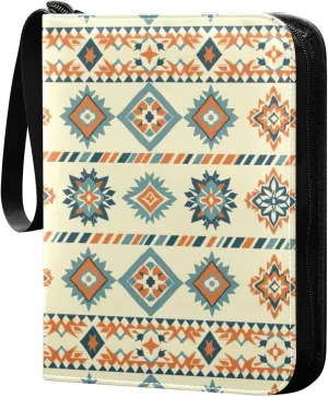 Colorful Aztec Pattern Card Binder, 400 Pockets Card Holder with 50 Sleeves, Sturdy Card Holder Folders for Game Cards & Sports Cards