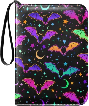 Colorful Bats Card Binder 400 Pockets Trading Card Binder with 50 Removable Pages，3 Rings Trading Card 4 Pocket Album Folder for Game Cards TCG