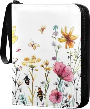 Colorful Botanical Card Binder, 400 Pockets Card Holder with 50 Sleeves, Sturdy Card Holder Folders for Game Cards & Sports Cards