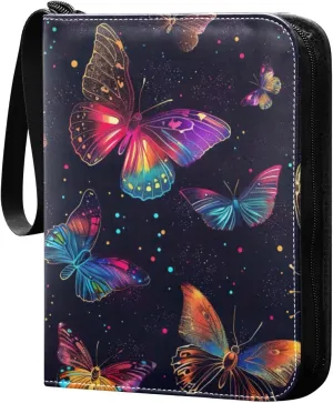 Colorful Butterflies Card Binder, 400 Pockets Card Holder with 50 Sleeves, Sturdy Card Holder Folders for Game Cards & Sports Cards