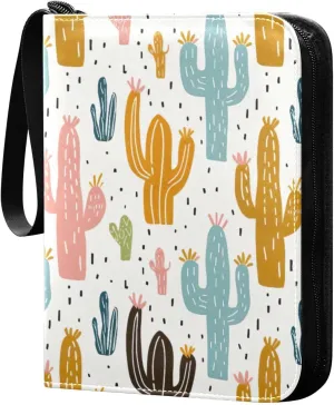 Colorful Cactus Card Binder, 400 Pockets Card Holder with 50 Sleeves, Sturdy Card Holder Folders for Game Cards & Sports Cards