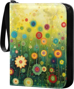Colorful Dandelion Flowers Card Binder, 400 Pockets Card Holder with 50 Sleeves, Sturdy Card Holder Folders for Game Cards & Sports Cards