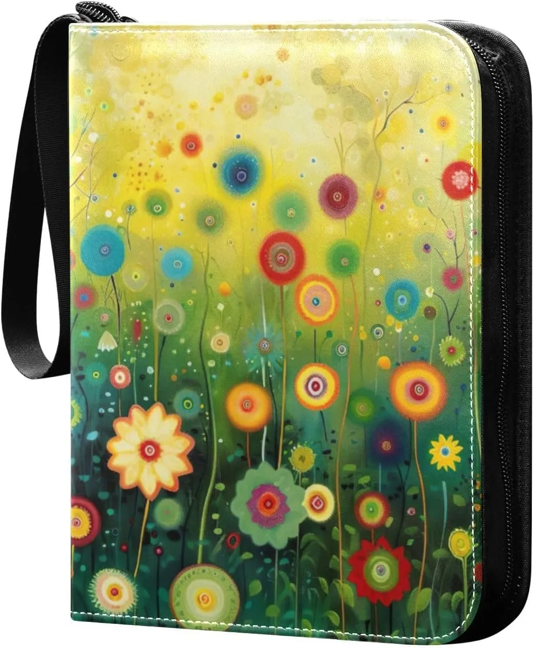 Colorful Dandelion Flowers Card Binder, 400 Pockets Card Holder with 50 Sleeves, Sturdy Card Holder Folders for Game Cards & Sports Cards