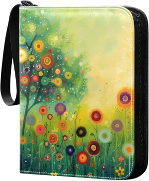 Colorful Dandelion Flowers Card Binder, 400 Pockets Card Holder with 50 Sleeves, Sturdy Card Holder Folders for Game Cards & Sports Cards