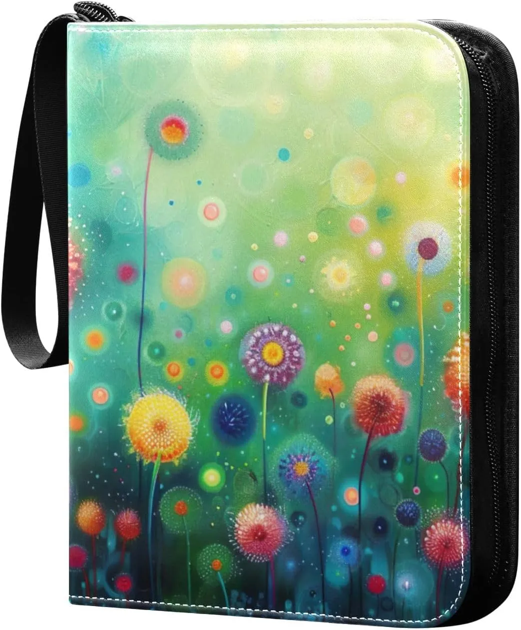 Colorful Dandelion Flowers Card Binder, 400 Pockets Card Holder with 50 Sleeves, Sturdy Card Holder Folders for Game Cards & Sports Cards