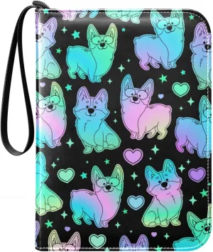 Colorful Dogs Heart Card Binder 400 Pockets Trading Card Binder with 50 Removable Pages，3 Rings Trading Card 4 Pocket Album Folder for Game Cards TCG