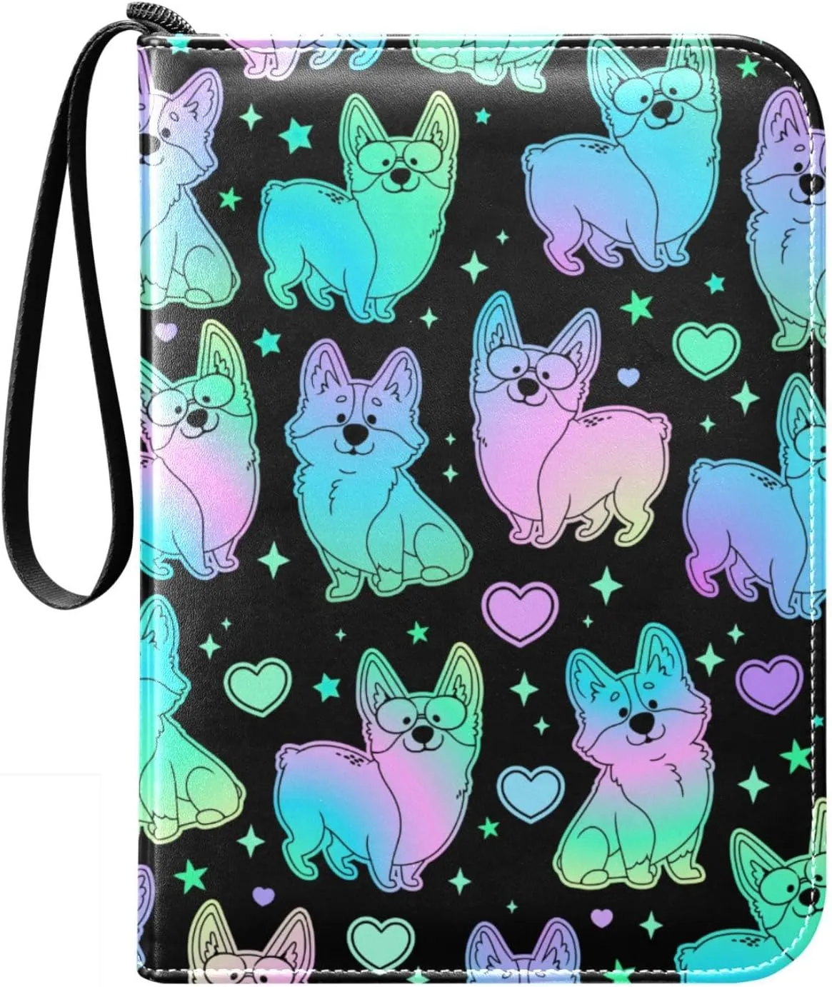 Colorful Dogs Heart Card Binder 400 Pockets Trading Card Binder with 50 Removable Pages，3 Rings Trading Card 4 Pocket Album Folder for Game Cards TCG