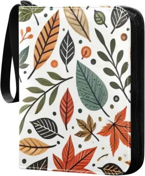 Colorful Fall Leaves Beige Card Binders Collection Case Book Fits 400 Cards With 50 Removable Sleeves Trading Card Albums Sports Card Binder
