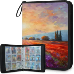 Colorful Garden 3 Ring Trading Zipper Binder Strap, Trading Card Binder 9 Pocket, 900 Pockets Card Holder with 50 Removable Sleeves for Game Cards