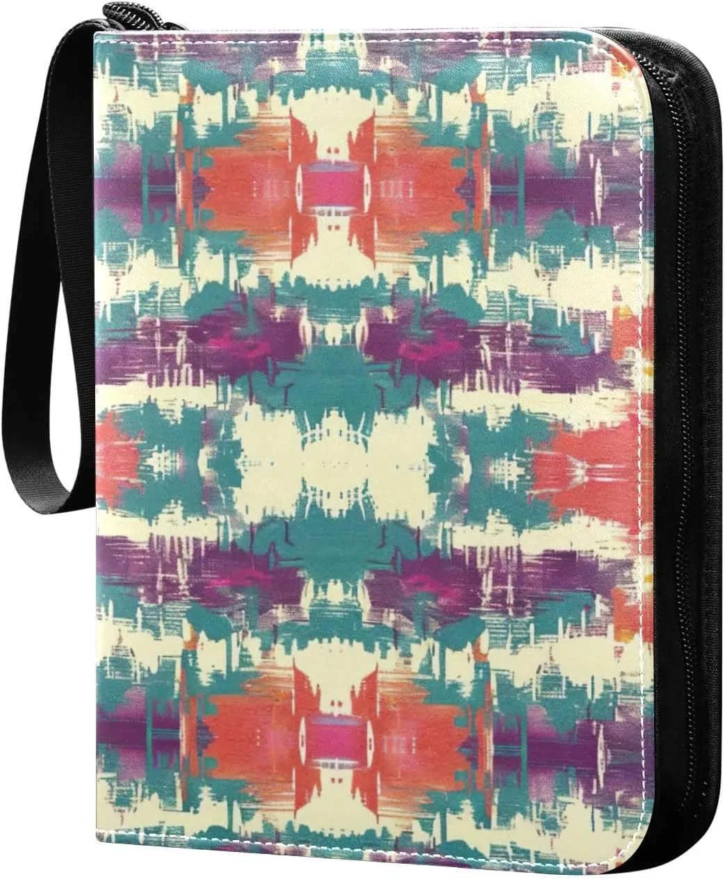 Colorful Ikat Pattern Card Binder, 400 Pockets Card Holder with 50 Sleeves, Sturdy Card Holder Folders for Game Cards & Sports Cards