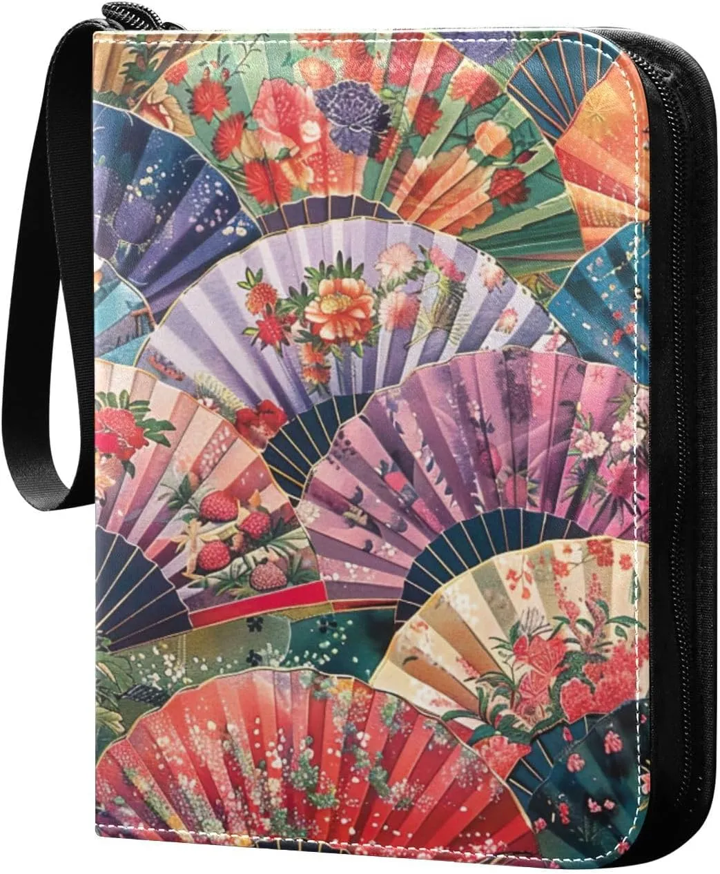 Colorful Japanese Fans Card Binder, 400 Pockets Card Holder with 50 Sleeves, Sturdy Card Holder Folders for Game Cards & Sports Cards