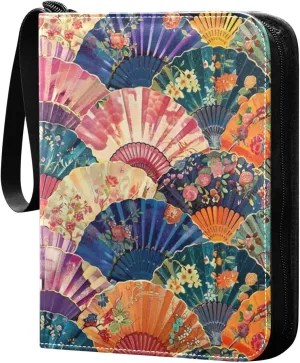 Colorful Japanese Fans Card Binder, 400 Pockets Card Holder with 50 Sleeves, Sturdy Card Holder Folders for Game Cards & Sports Cards