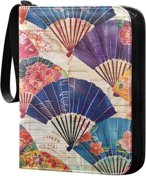 Colorful Japanese Fans Card Binder, 400 Pockets Card Holder with 50 Sleeves, Sturdy Card Holder Folders for Game Cards & Sports Cards