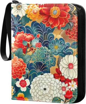 Colorful Japanese Pattern Card Binder, 400 Pockets Card Holder with 50 Sleeves, Sturdy Card Holder Folders for Game Cards & Sports Cards