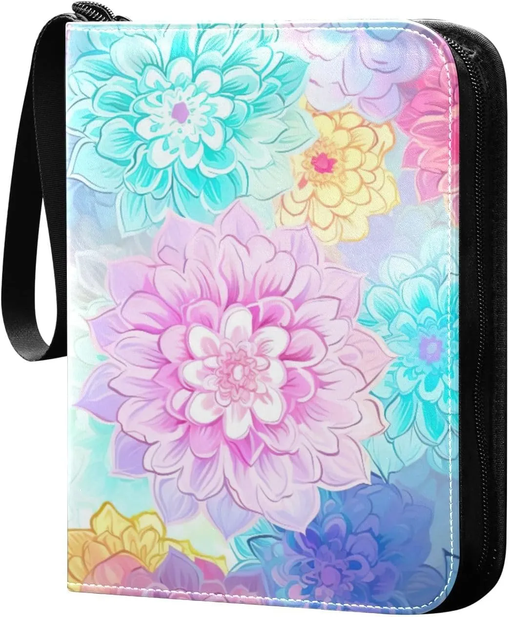 Colorful Mandala Flower Card Binder, 400 Pockets Card Holder with 50 Sleeves, Sturdy Card Holder Folders for Game Cards & Sports Cards