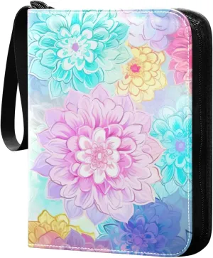 Colorful Mandala Flower Card Binder, 400 Pockets Card Holder with 50 Sleeves, Sturdy Card Holder Folders for Game Cards & Sports Cards