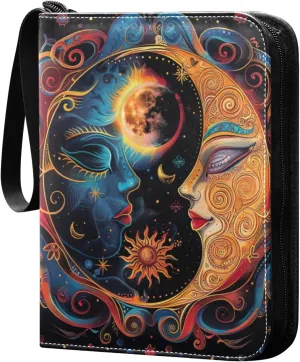 Colorful Moon and Sun Trading/Sports Card Binder, 4 Pocket Card Binder Album Sleeves, Collectable Storage Protection, 50 Pages Put up to 400 Cards