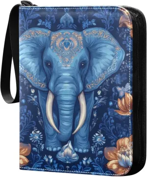 Colorful Paisley Elephant Card Binder, 400 Pockets Card Holder with 50 Sleeves, Sturdy Card Holder Folders for Game Cards & Sports Cards