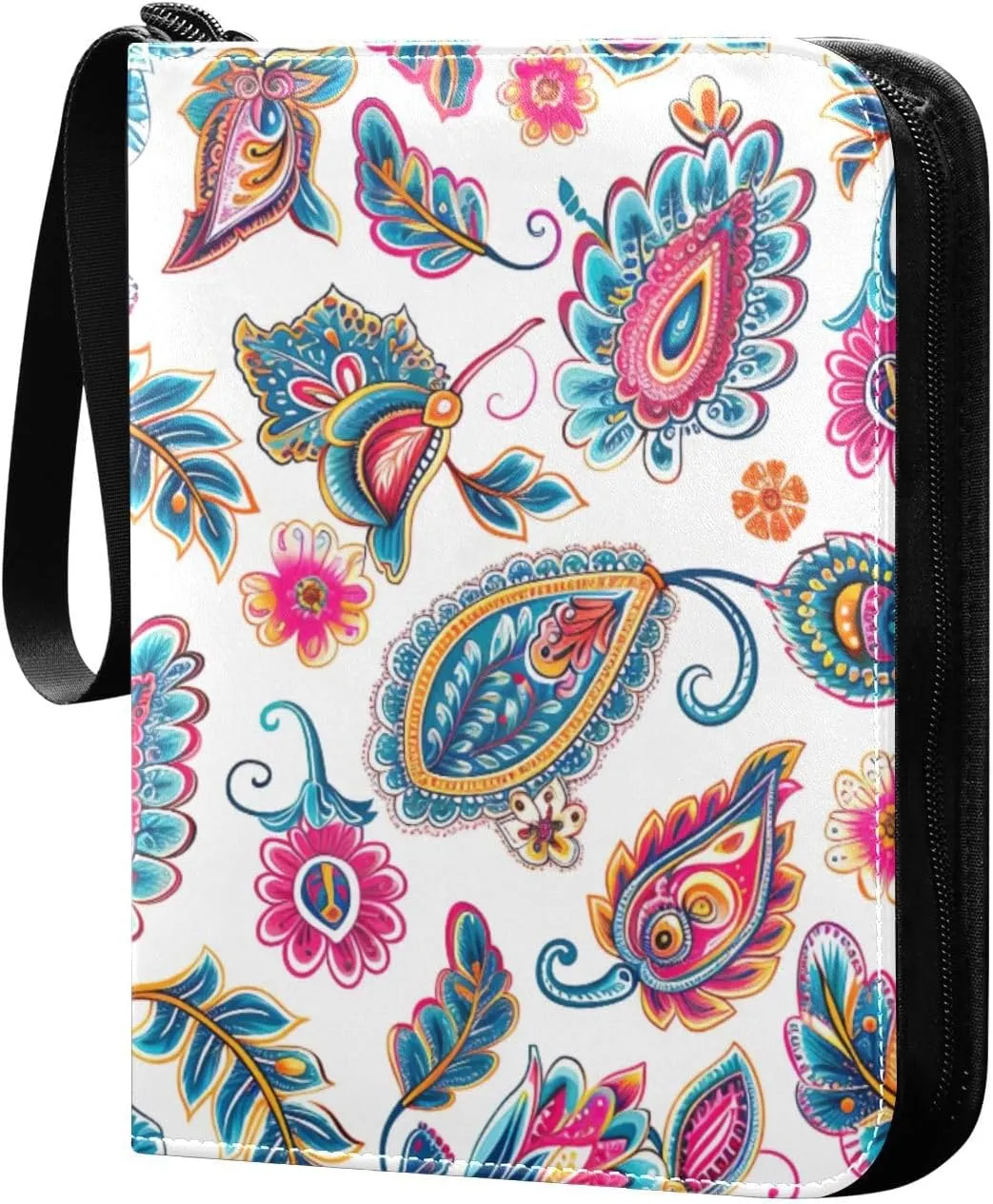 Colorful Paisley Pattern Card Binder, 400 Pockets Card Holder with 50 Sleeves, Sturdy Card Holder Folders for Game Cards & Sports Cards