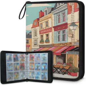 Colorful Street 3 Ring Trading Zipper Binder Strap, Trading Card Binder 4 Pocket, 400 Pockets Card Holder with 50 Removable Sleeves for Game Cards