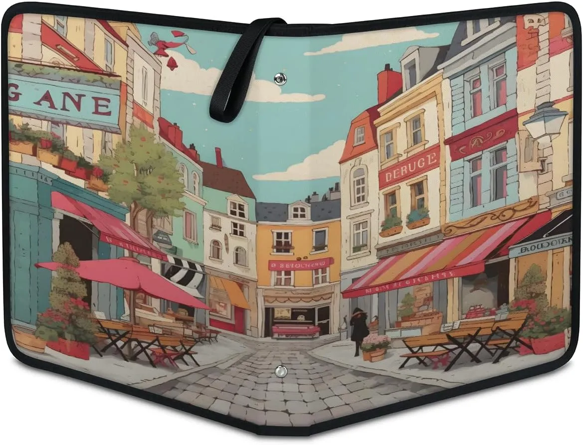Colorful Street 3 Ring Trading Zipper Binder Strap, Trading Card Binder 4 Pocket, 400 Pockets Card Holder with 50 Removable Sleeves for Game Cards