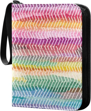Colorful Striped Card Binder, 400 Pockets Card Holder with 50 Sleeves, Sturdy Card Holder Folders for Game Cards & Sports Cards
