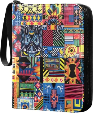 Colorful Tribal Design Card Binder, 400 Pockets Card Holder with 50 Sleeves, Sturdy Card Holder Folders for Game Cards & Sports Cards