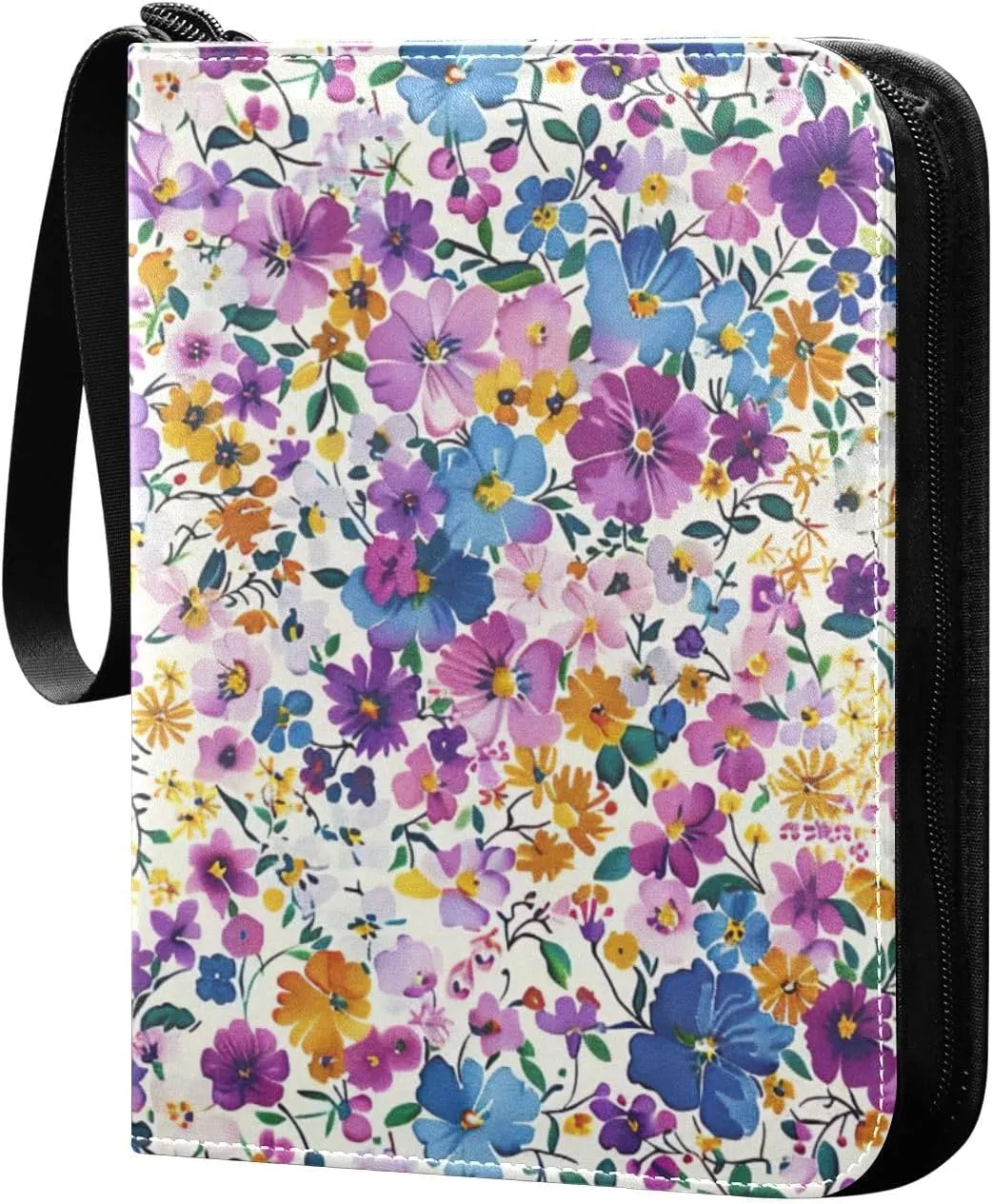 Colorful Watercolor Flowers Card Binder, 400 Pockets Card Holder with 50 Sleeves, Sturdy Card Holder Folders for Game Cards & Sports Cards