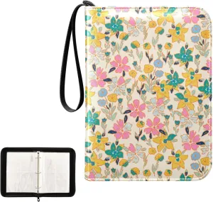 Colorful Wildflowers Card Binders for Collectors 4 Pocket Card Collector Book Fits 400 Cards 3 Ring Binder Zipper Card