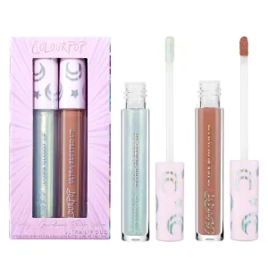 ColourPop x Sailor Guardians Ultra Lip Color Set - High-Shine, Non-Sticky & Hydrating Silver Lip Gloss & Diffused Nude Matte Lipstick Set with a Flexible Paddle Applicator - Celestial Powers (2 Count)