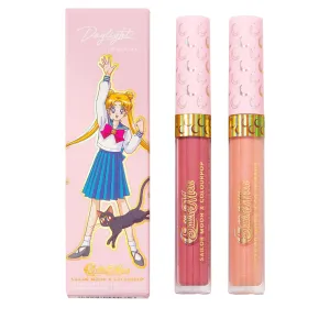 ColourPop x Sailor Moon Ultra Lip Set - High-Shine, Non-Sticky & Hydrating Pink Lip Gloss & Diffused Matte Lipstick Set with a Flexible Paddle Applicator - Daylight (2 Count)