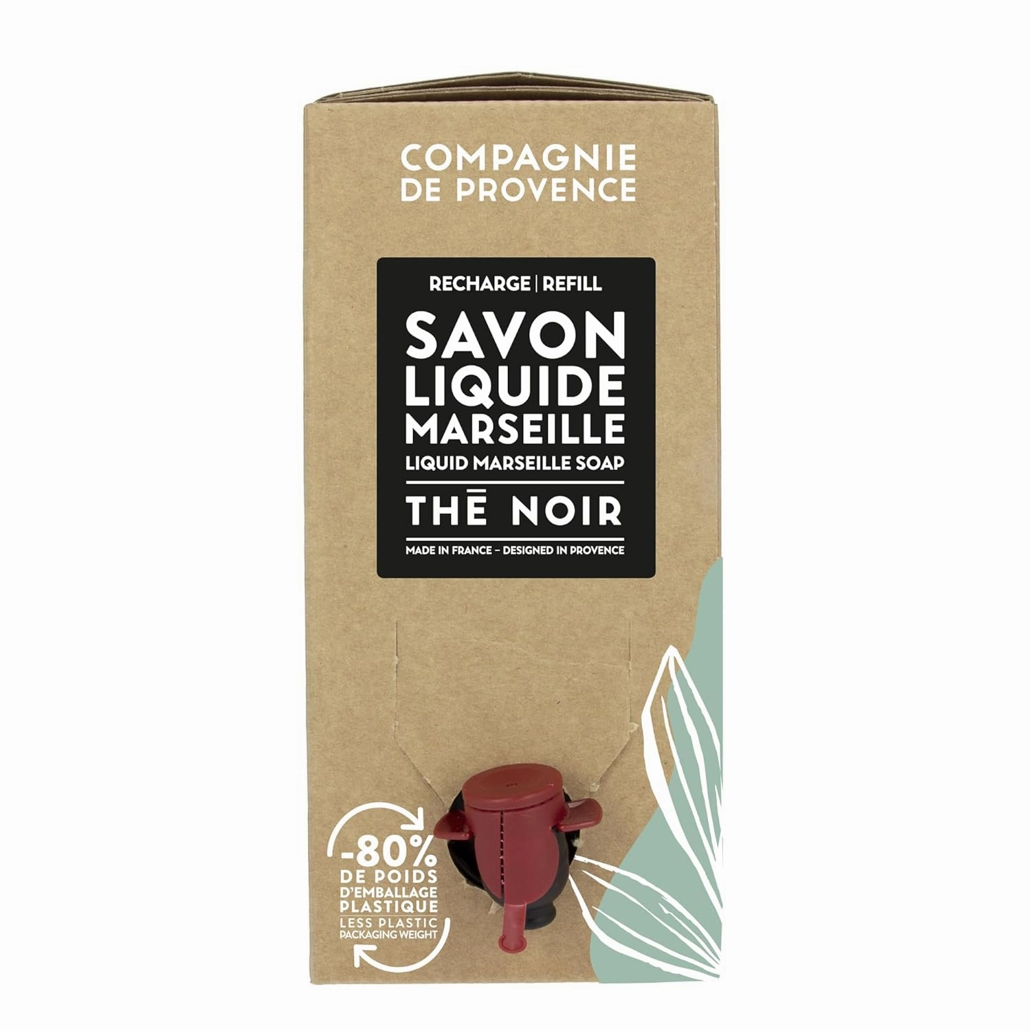 Compagnie de Provence Savon de Marseille Extra Pure Liquid Soap, Black Tea, 101.4 Fl Oz Eco Refill
