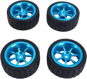 Compatible with 144001 A959 A959-B 124019 124018 65mm Metal Wheel Rim Rubber Tires Tyres RC Car Upgrade Parts Accessory RC Wheel Tires