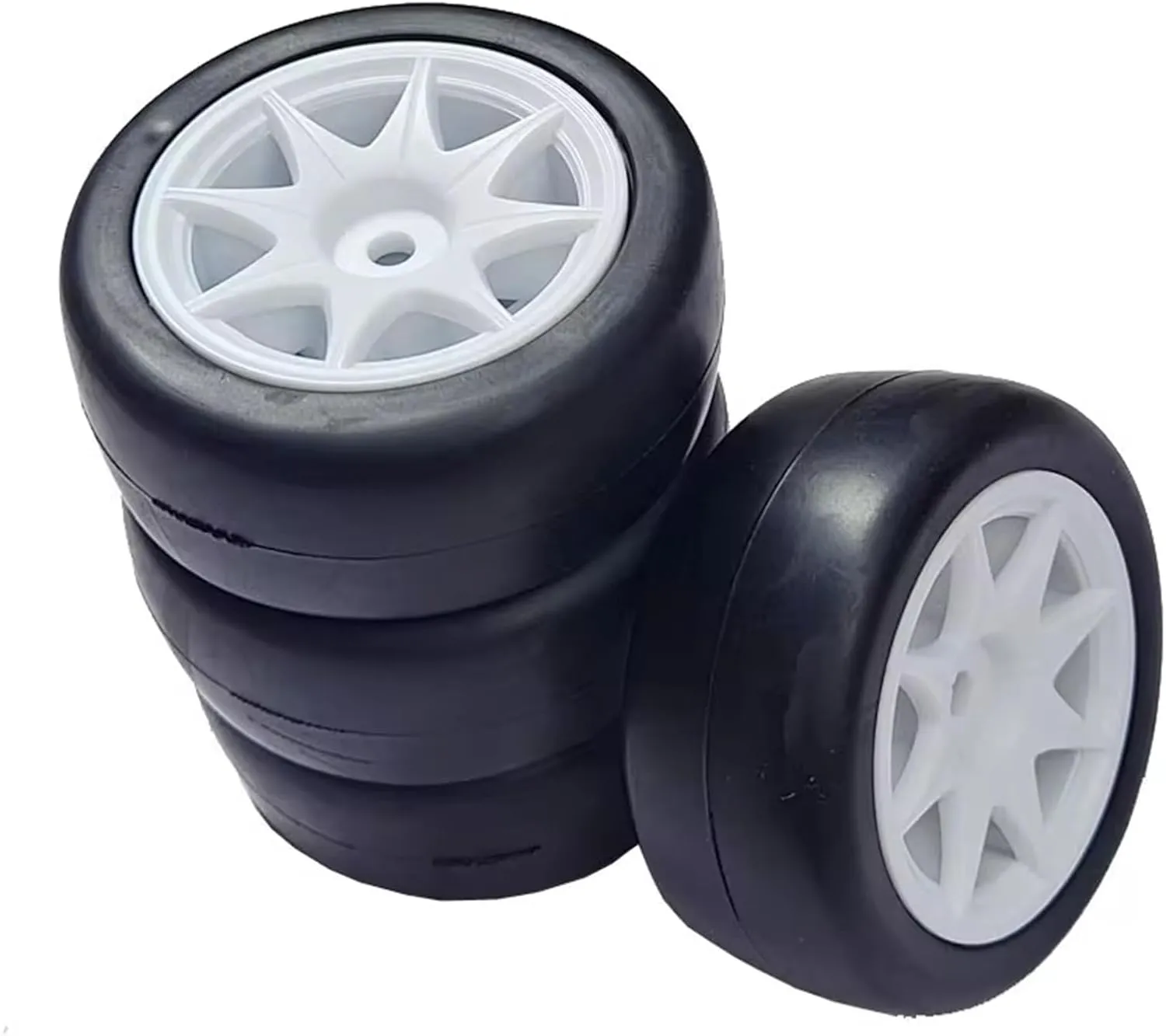 Compatible with 3Racing for Sakura M4 M5 MST for TCR for Tamiya M04 M05 4Pcs 58mm Tires 12mm Hex Wheels with Sponge 1/10 1/12 RC Drift Car RC Wheel Tires