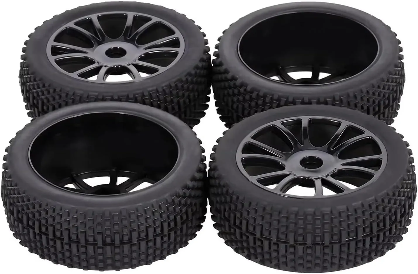 Compatible with 811 8sc 94885 84-801 1/8 RC Off-Road Car for Buggy Rubber Truck Tires 112MM Rubber Tyre Plastic Wheel Rim Hex Adapter 17MM RC Wheel Tires(Black)