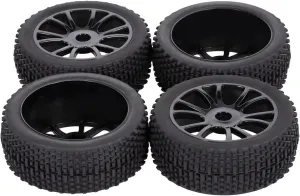 Compatible with 811 8sc 94885 84-801 1/8 RC Off-Road Car for Buggy Rubber Truck Tires 112MM Rubber Tyre Plastic Wheel Rim Hex Adapter 17MM RC Wheel Tires(Black)