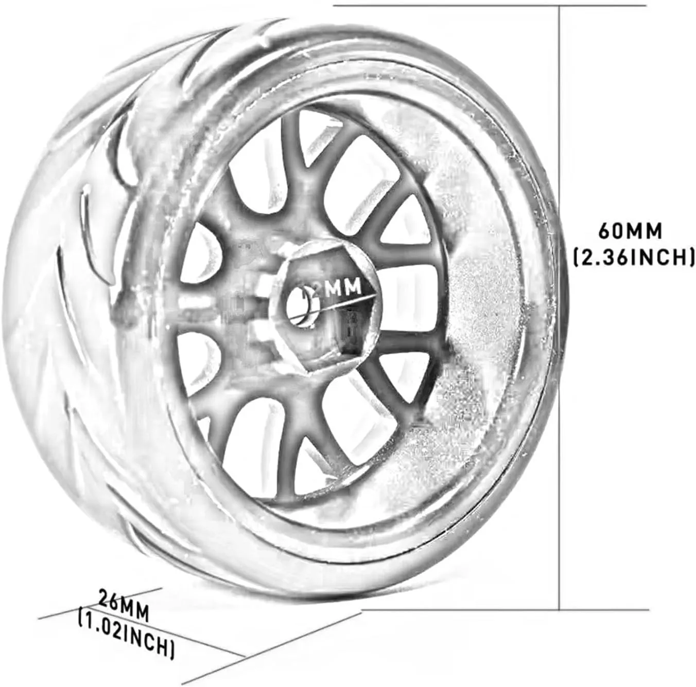 Compatible with Axial Scx10 Trx4 for Tamiya for HPI RC for Rally On Road RC Car Tyre 1/10 RC Drift Tires Wheels Hub 12mm Hex 4Pcs RC Wheel Tires(Yellow)