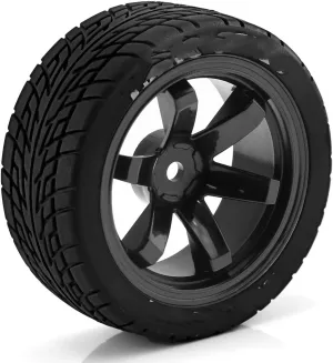 Compatible with HPI for KYOSHO for Tamiya XV02 XV01 TA06 TT01 TT02 RC 1/10 RC Rally Wheels Tires On Road Car Rubber Tyres 12mm Hex RC Wheel Tires(Color2)