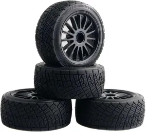 Compatible with HPI WR8 for Flux for Rally 3.0 110697 94177 4PCS 2.2 Inch Wheel Rims Hub 80MM Tires Tyre 1:10 RC Car Parts RC Wheel Tires(Black)