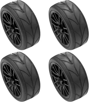 Compatible with Hsp for Hpi 9068-6081 1/10 Rc Car Part 4Pcs Rubber Tire Rc for Racing Car Tires for Fit On Road Wheel Rim RC Wheel Tires