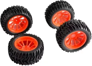 Compatible with HSP for HPI 94108 94111 94188 4pcs 1/10 Off-Road Car Truck Tires 55 * 120MM Plastic Wheel Rim Rubber Tyre RC Wheel Tires(Red)