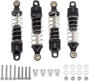 Compatible with Losi for Mini-T 2WD 1/18 Rc Car Upgrade Replacement Parts 4Pcs Metal Front & Rear Shock Absorber for Spring Dampers RC Shocks Damper(Black)
