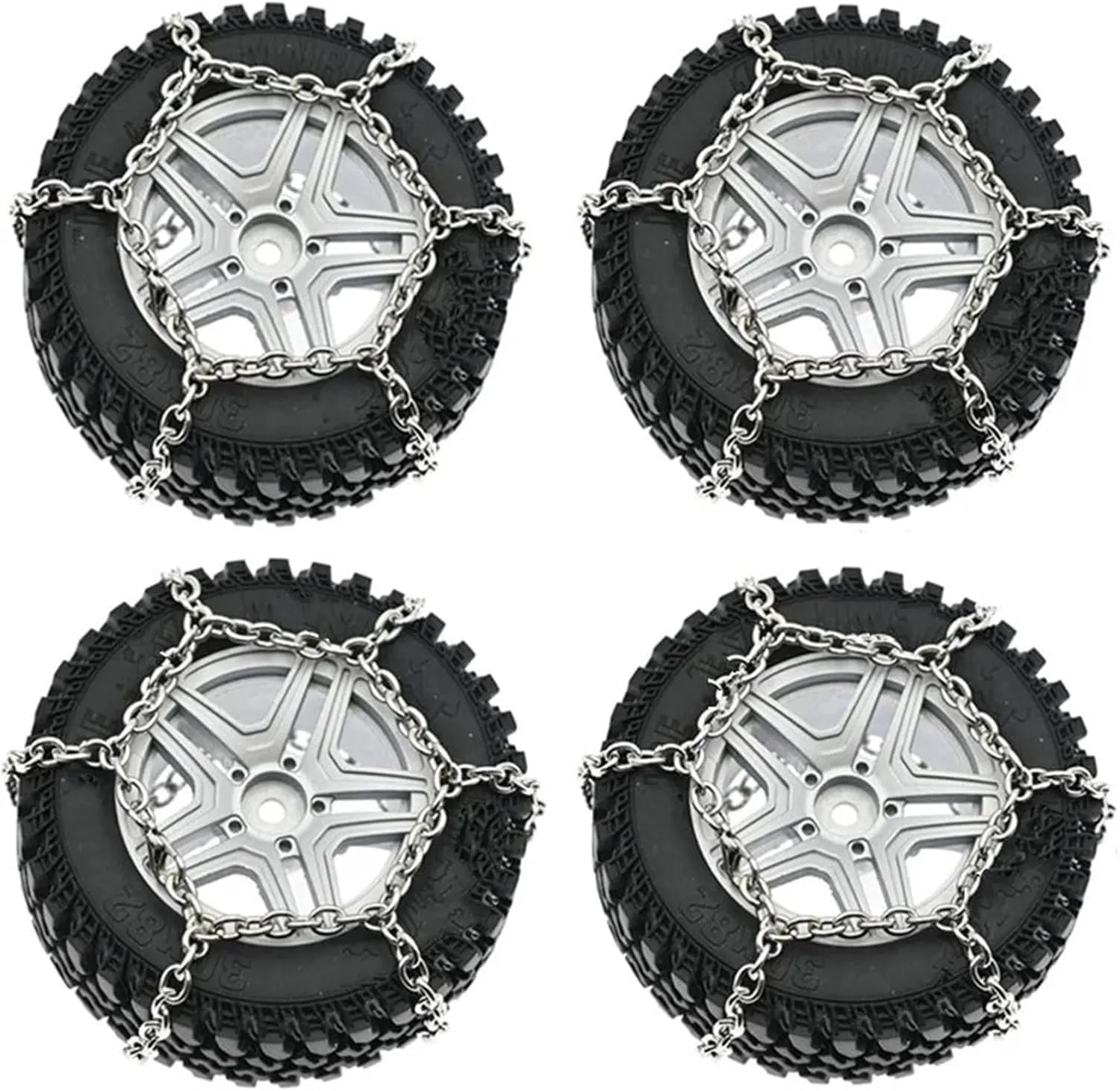 Compatible with MN86S MN86KS MN86 MN86K for MN G500 4Pcs Metal Wheel Tires with Snow Chain Tyre Sponge 1/12 RC Car Upgrade Parts RC Wheel Tires(Color1)