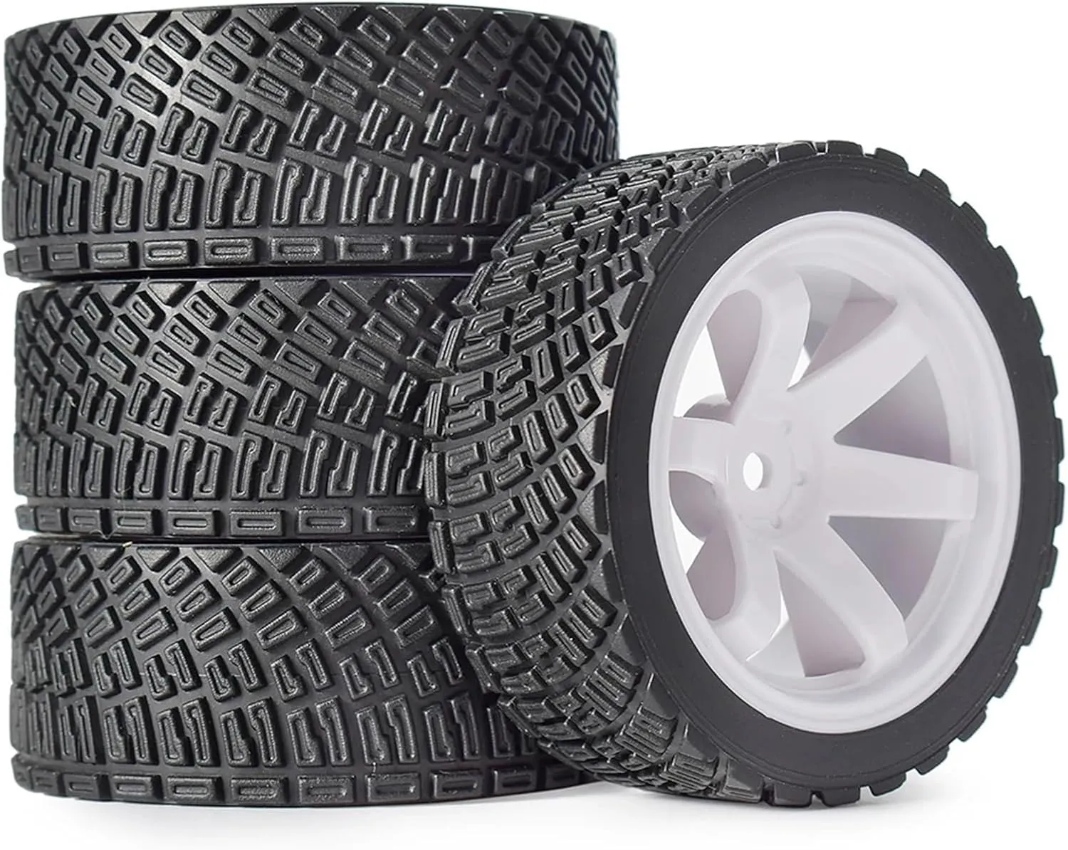 Compatible with Rolly for HPI WR8 for HSP 94177 for WLtoys 144001 4PCS 12mm Hex 67mm RC Car Rubber Tires Wheel Rim for 1/14 1/10 RC Car RC Wheel Tires