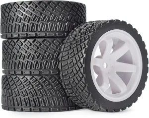 Compatible with Rolly for HPI WR8 for HSP 94177 for WLtoys 144001 4PCS 12mm Hex 67mm RC Car Rubber Tires Wheel Rim for 1/14 1/10 RC Car RC Wheel Tires