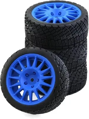Compatible with Tamiya for TT01 for TT02 for XV01 for TA06 1/10 1/12 1/14 RC for Racing Car Tires On Road Tyre Wheel Car Upgrades Parts RC Wheel Tires(Blue)